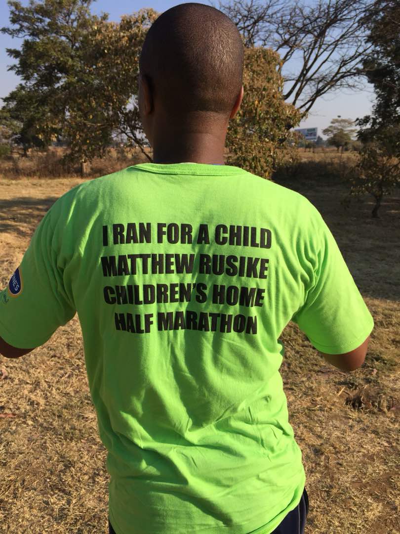 A sponsored Tshirt, “I ran for a child, Matthew Rusike Children’s Home half marathon